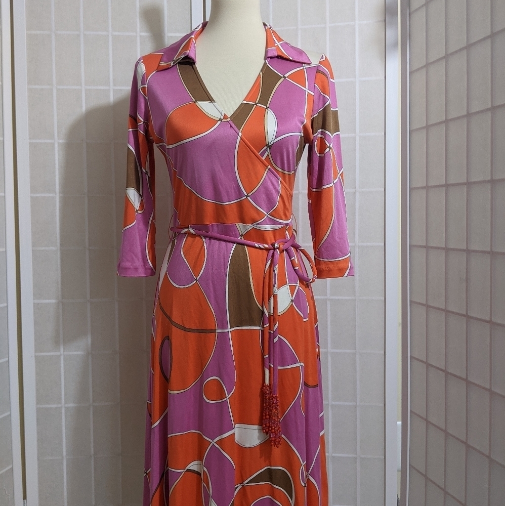 Vintage Silk Beaded Belt Dress Sz S